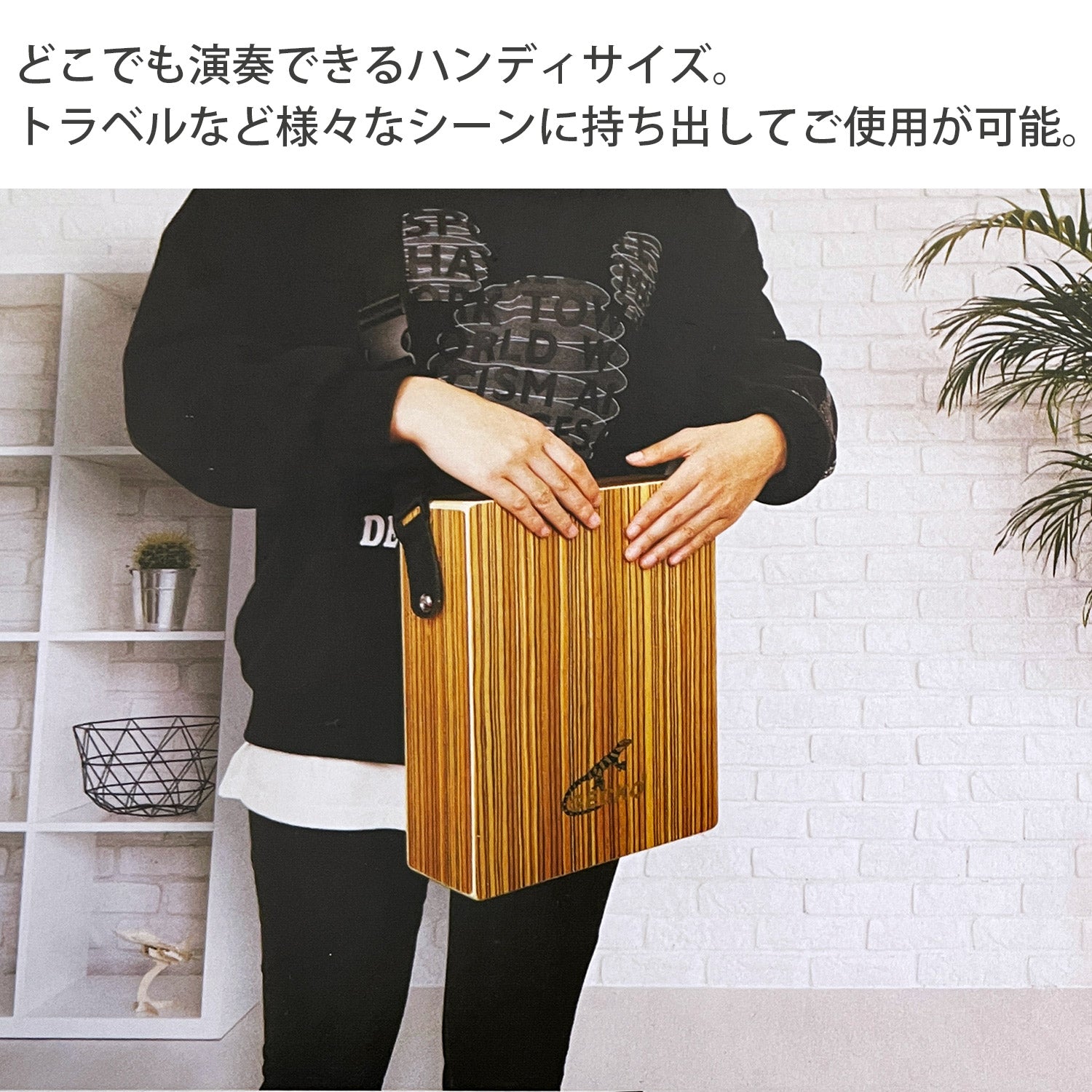 GECKO カホン Cajon トラベル カホン TRAVEL CAJON 打楽器 パーカション 木製 ゼブラウッド 専用ケース ストラップ付き 9.5*23*29cm C-68Z