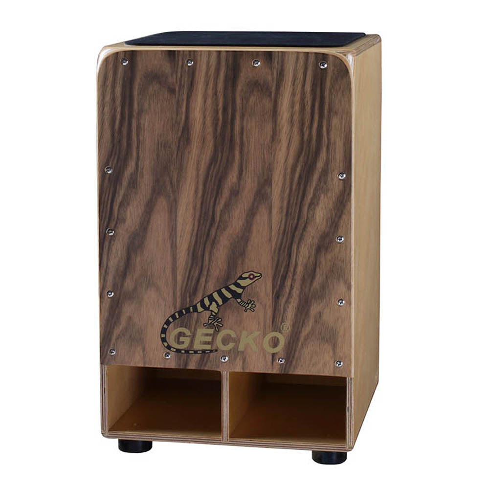 GECKO カホン Cajon フロント サウンドホール 打楽器 木製 ジンガナ バーチウッド パーカション ボックスドラム 専用ケース付き 内部ギター弦 ストリング 31*30*50cm CD01