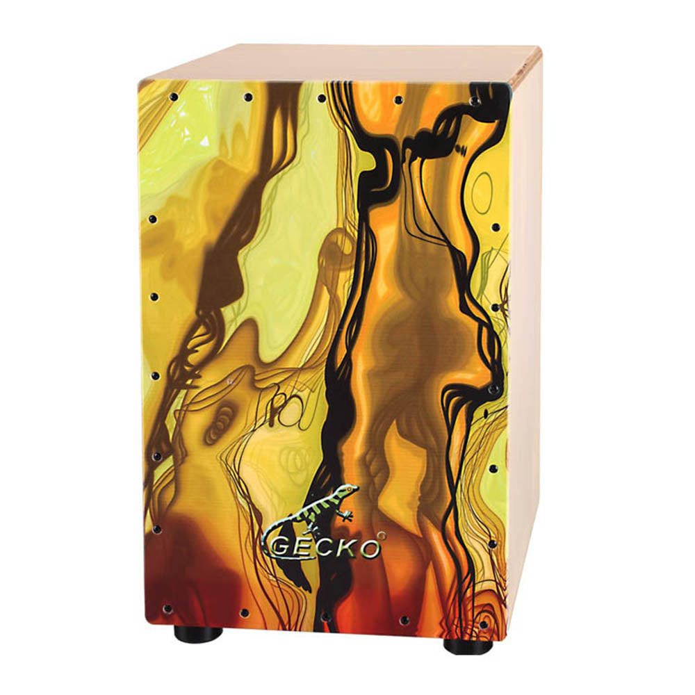 GECKO カホン Cajon 打楽器 木製 バーチウッド メイプル パーカション ボックスドラム 専用ケース付き 内部ギター弦 ストリング 31*30*48cm CL51BS