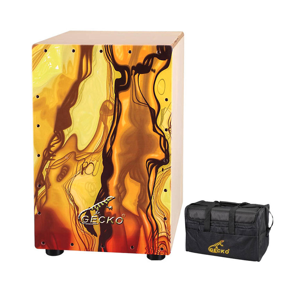 GECKO カホン Cajon 打楽器 木製 バーチウッド メイプル パーカション ボックスドラム 専用ケース付き 内部ギター弦 ストリング 31*30*48cm CL51BS