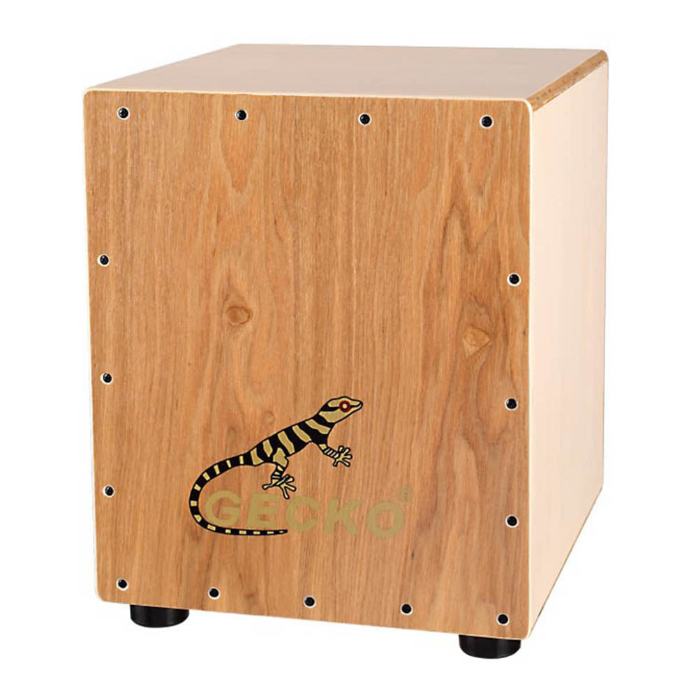 GECKO カホン Cajon ハンドドラム ローサイズ 子供 女性 打楽器 木製 タモ バーチウッド パーカション ボックスドラム 専用ケース付き 内部ギター弦 ストリング 31*30*37cm CM60