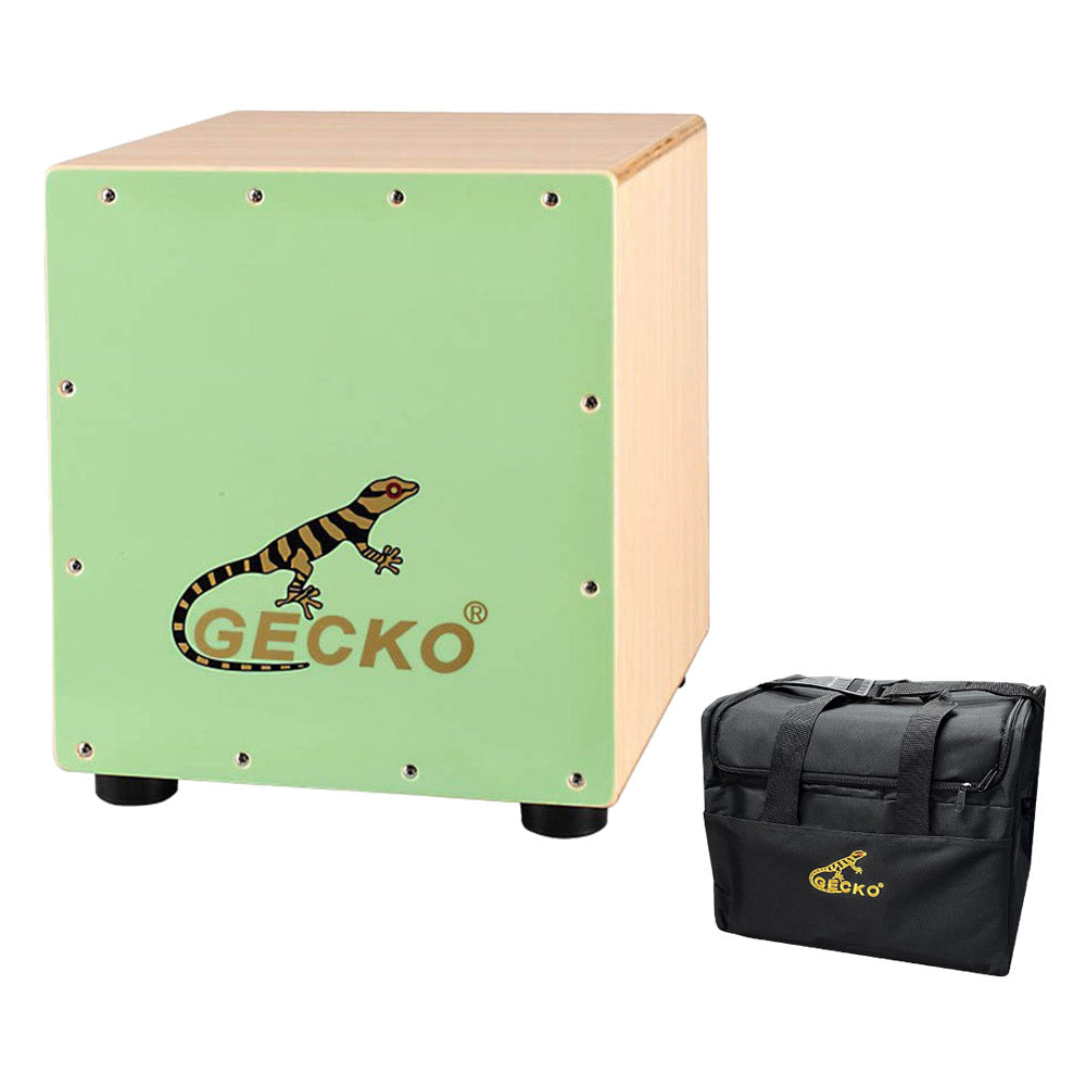 GECKO カホン Cajon ハンドドラム ローサイズ 子供 女性 打楽器 木製 タモ バーチウッド パーカション ボックスドラム 専用ケース付き 内部ギター弦 ストリング 29.5*27.5*32cm CM65G