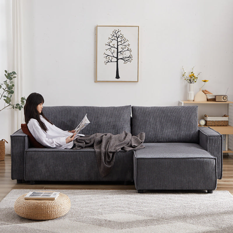 ソファベッド カウチ 3人掛け グレー ファブリック L型カウチ リビングルーム用家具 コーナーソファセット ソファー おしゃれ リクライニング OS-3097