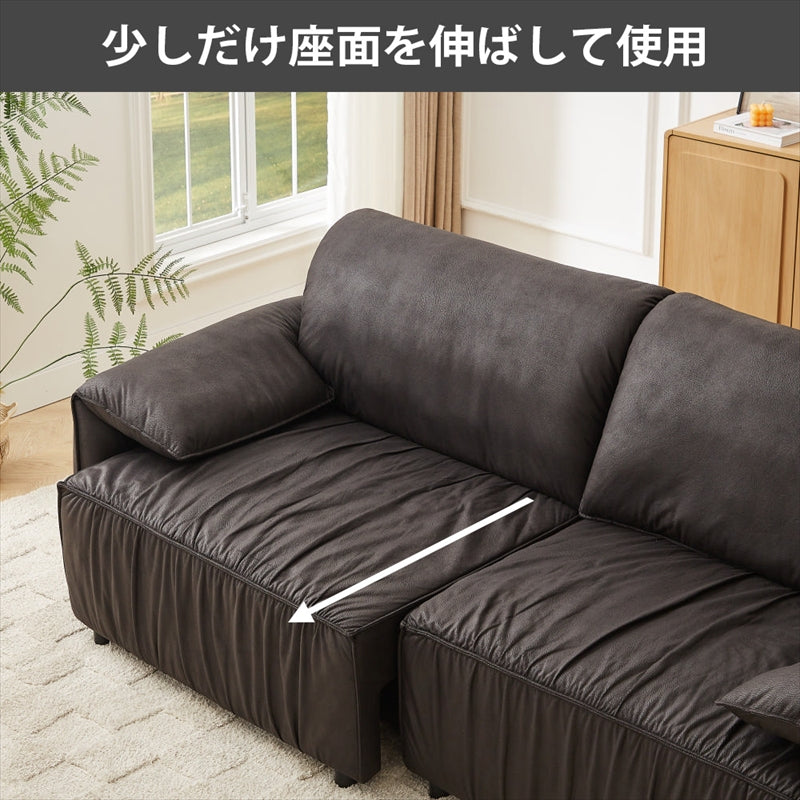 【幅224cm】あぐらもかけるワイド設計 三人掛け ブリーツデザイン ソファベッド 肘付き フロアタイプ ブラック グレージュ ワイドソファ ソファー ソファーベッド 北欧モダン