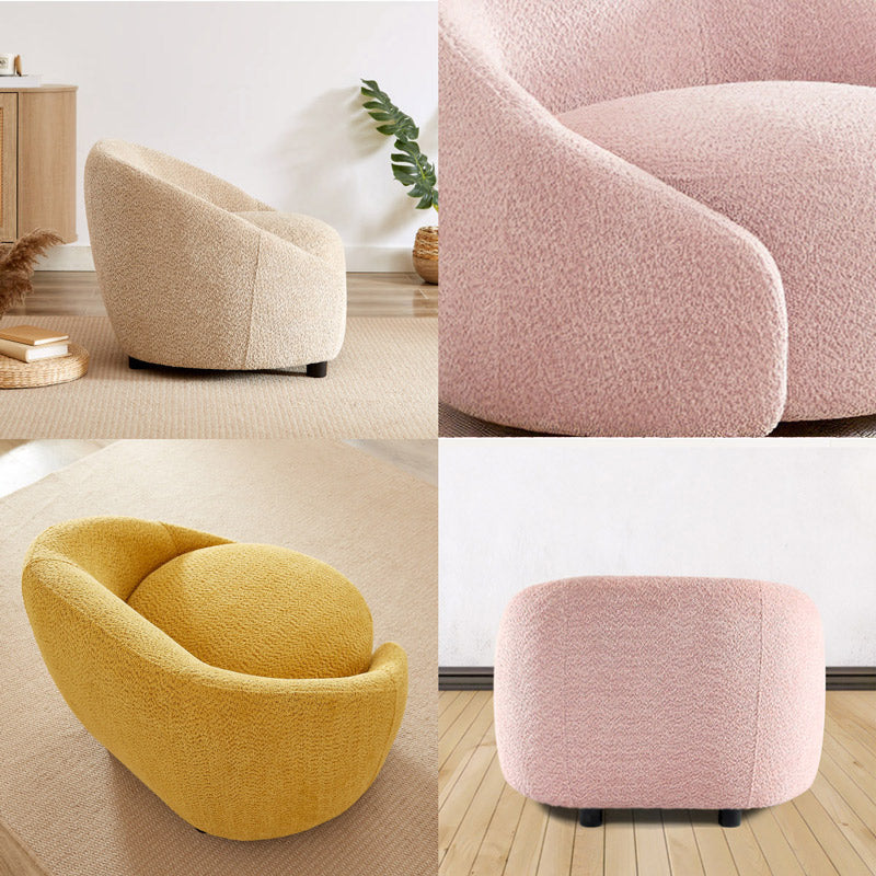 ソファ ソファー 1人掛け リビングソファ コンパクトソファ 1P ポケットコイル おしゃれ かわいい 丸い ブークレ 大人かわいい くすみカラー コンパクト ピンク ベージュ キャメル XD-987