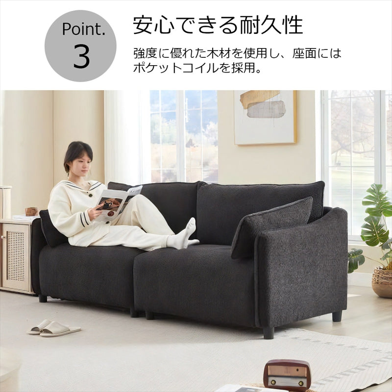 3人掛け ソファ ダークレー 三人掛けソファー 3人がけソファー 三人がけ 幅198cm ローソファー 肘付き コンパクト フロアソファ リビング モダン北欧 おしゃれ家具 XD-991-3P