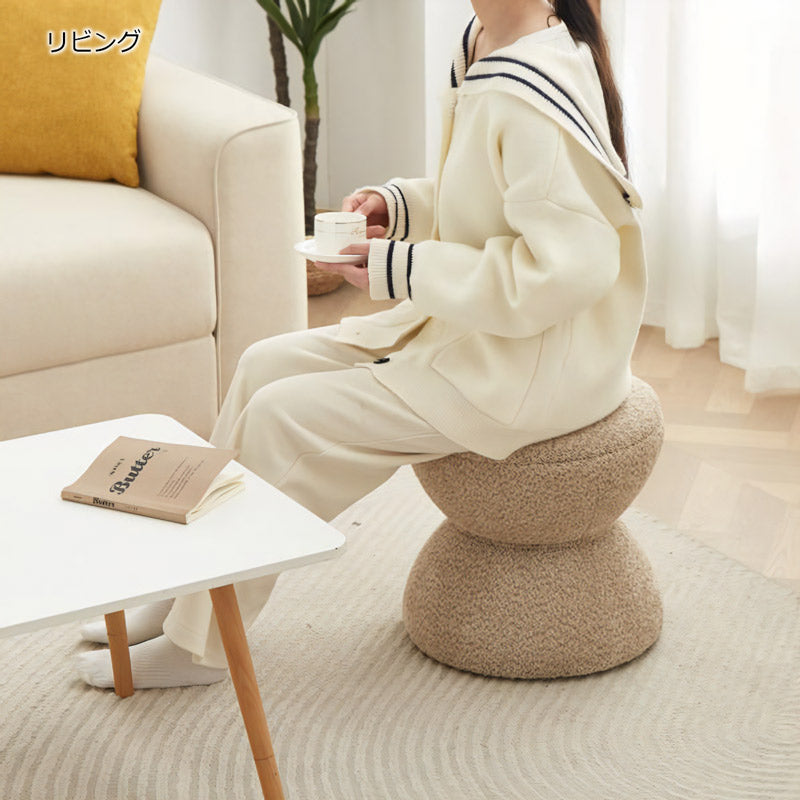 スツール おしゃれ くすみカラー 北欧 イス 椅子 いす 丸椅子 丸型 ドレッサースツール 玄関イス 玄関スツール ブークレ エレガント ドレッサー メイク かわいい コンパクト 姫系 韓国インテリア サロン ネイル キャメル XD-889