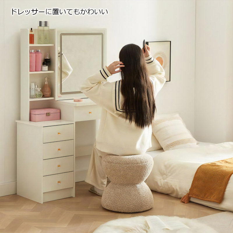 スツール おしゃれ くすみカラー 北欧 イス 椅子 いす 丸椅子 丸型 ドレッサースツール 玄関イス 玄関スツール ブークレ エレガント ドレッサー メイク かわいい コンパクト 姫系 韓国インテリア サロン ネイル キャメル XD-889