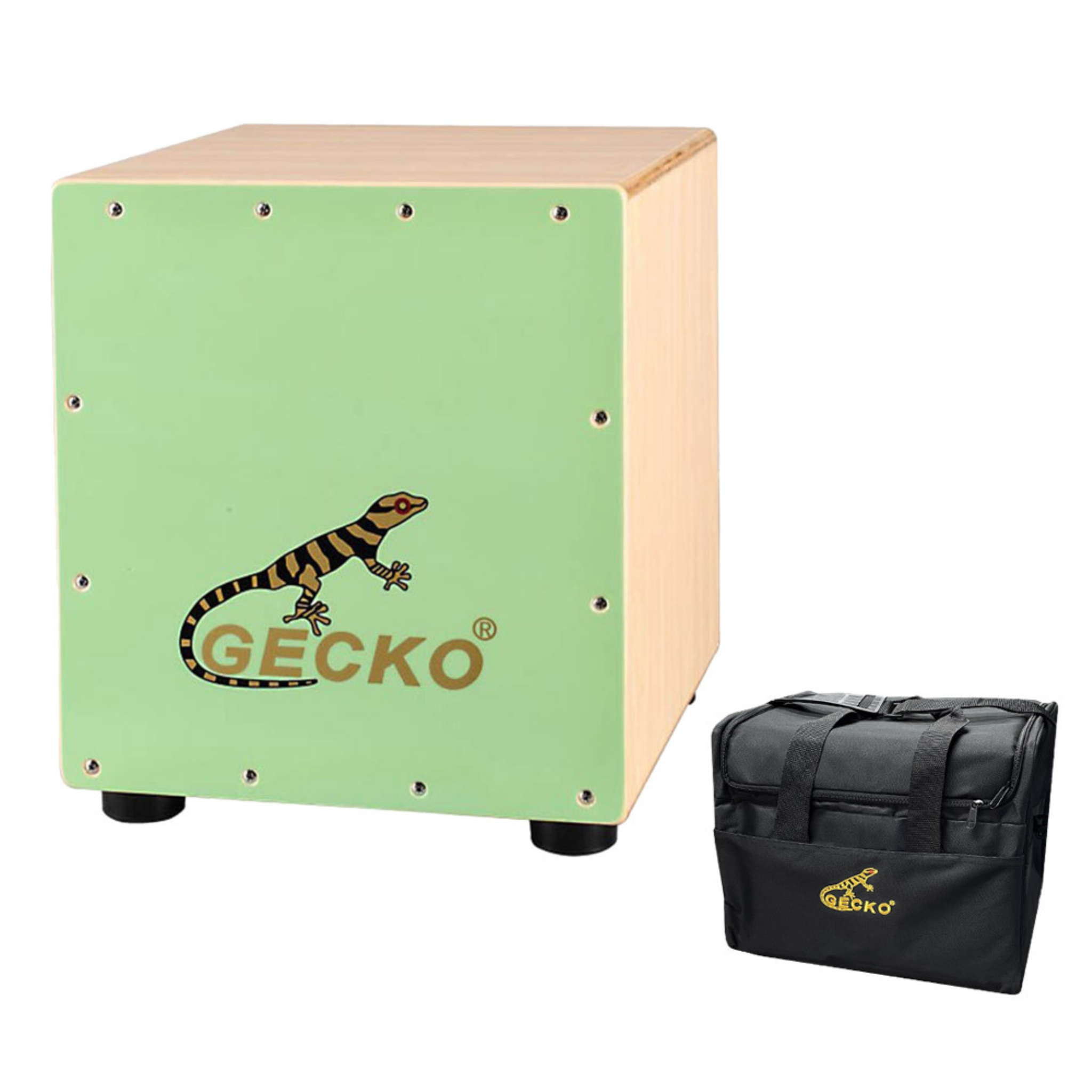 GECKO カホン Cajon ハンドドラム ローサイズ 子供 女性 打楽器 木製 タモ バーチウッド パーカション ボックスドラム 専用ケース付き 内部ギター弦 ストリング 29.5*27.5*32cm  CM65G