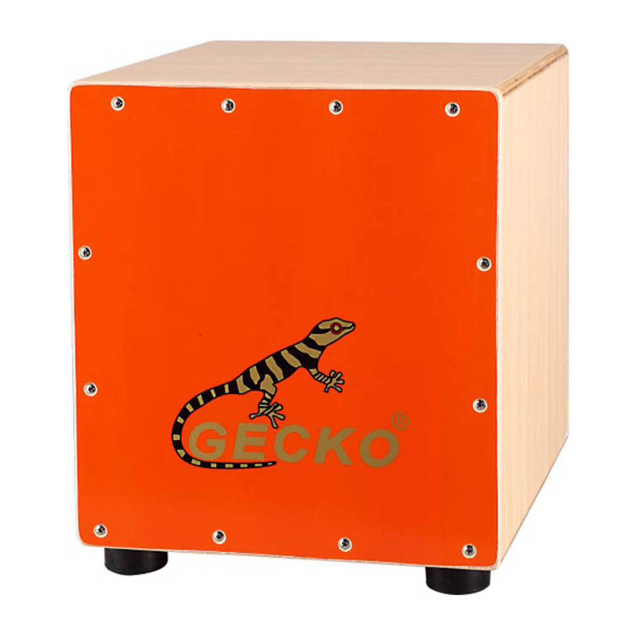 GECKO カホン Cajon ハンドドラム ローサイズ 子供 女性 打楽器 木製 タモ バーチウッド パーカション ボックスドラム 専用ケース付き 内部ギター弦 ストリング 29.5*27.5*32cm  CM65OR