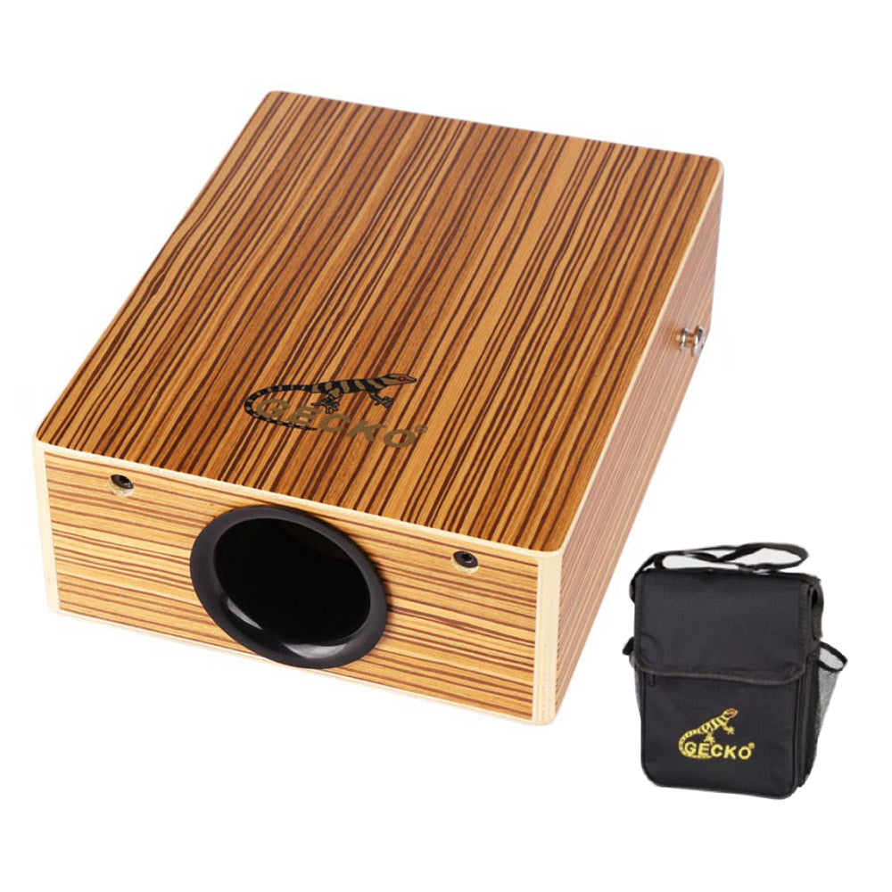 GECKO カホン Cajon  トラベル カホン TRAVEL CAJON 打楽器 パーカション 木製 ゼブラウッド 専用ケース ストラップ付き 9.5*23*29cm C-68Z