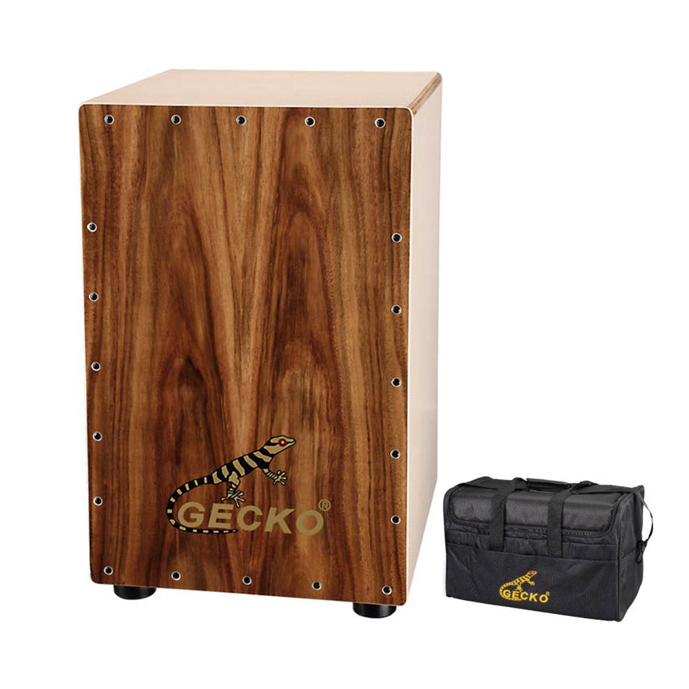 GECKO カホン Cajon 打楽器 木製 ナチュラルコア バーチウッド パーカション ボックスドラム 専用ケース付き 内部ギター弦 ストリング 31*30*48cm  CL10KOA