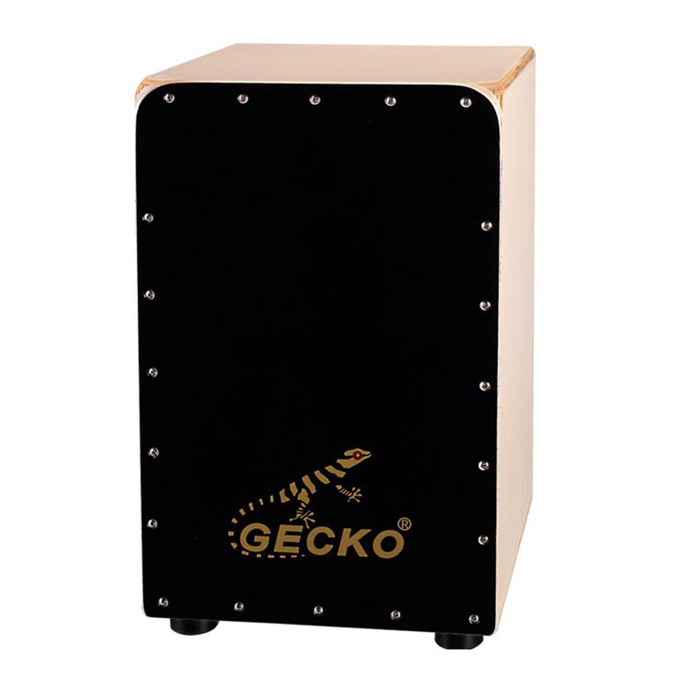 GECKO カホン Cajon 打楽器 木製 ブラックウッド バーチウッド パーカション ボックスドラム 専用ケース付き 内部ギター弦 ストリング 31*30*48cm  CL19BK