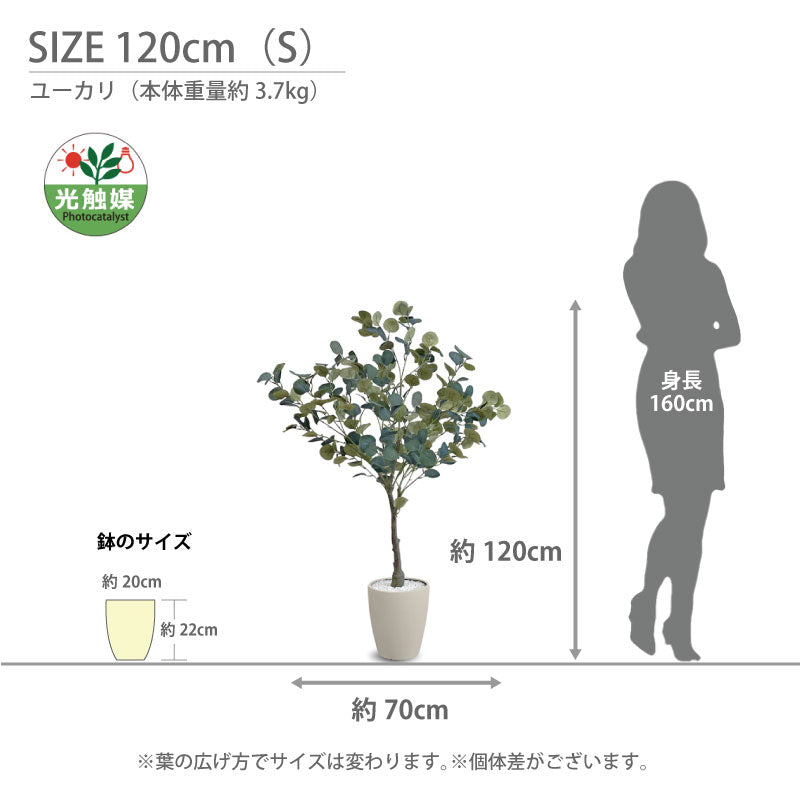 光触媒 フェイクグリーン ユーカリ 人工観葉植物 120cm 150cm 180cm 鉢付属 インテリア グリーン お手入れ簡単