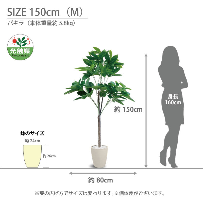 光触媒 パキラ フェイクグリーン 人工観葉植物 90cm 120cm 150cm 180cm 鉢付属 インテリア グリーン お手入れ簡単