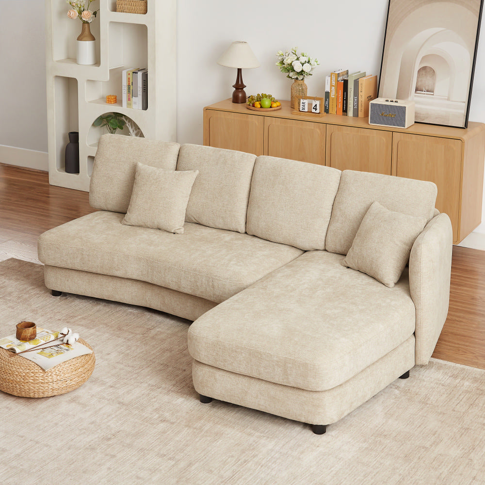 3人掛け L字ラウンド カウチソファ[幅225㎝] UB-SK-3173