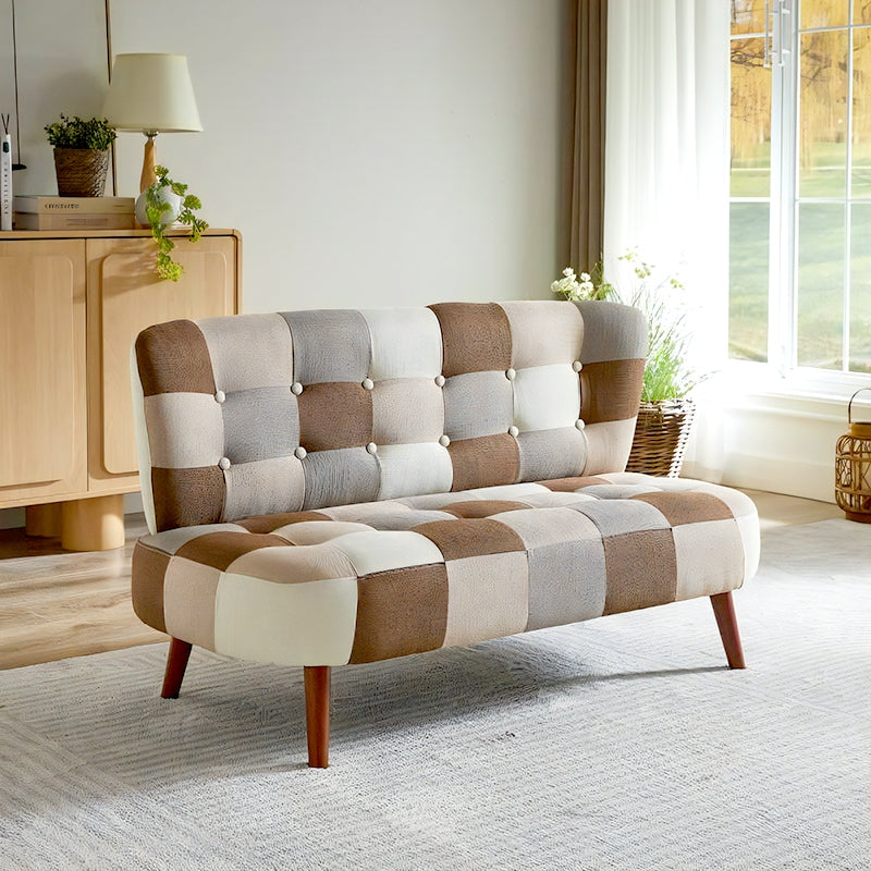 ソファ ソファ2人掛け パッチワークソファ 2人掛け SM-2121 2P オレンジ (オレンジ/ブルー)