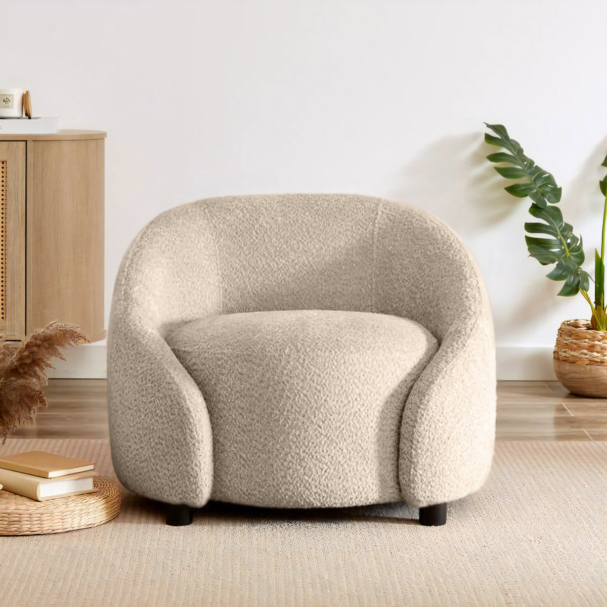 1人掛け もこもこブークレソファ[幅84cm] XD-987